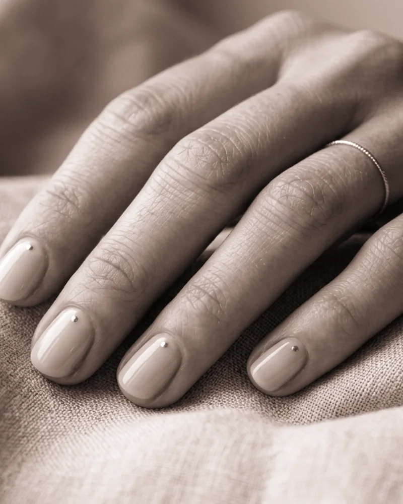 Acrylic Nail Designs Style 5: Subtle Metallic Edge on oval nails