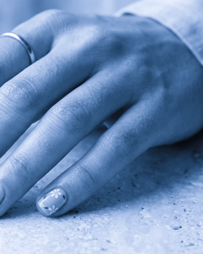 Blue Nails Style 1: Satin Matte Velvet Base