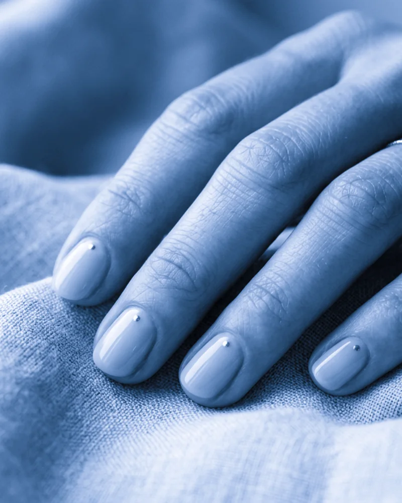 Blue Nails Style 24: Midnight Gloss Contrast on squoval nails