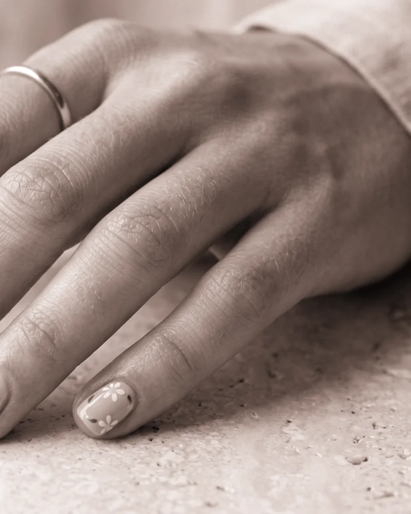 Date Night Nails Style 13: Fine Stippled Granite Wash on ballerina nails