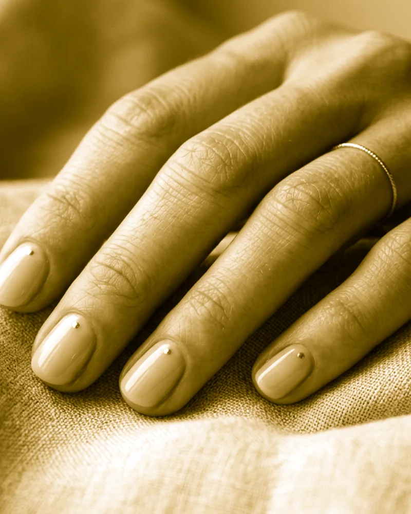 Gold Nails Style 9: Glazed Pearlescent Glow on squoval nails