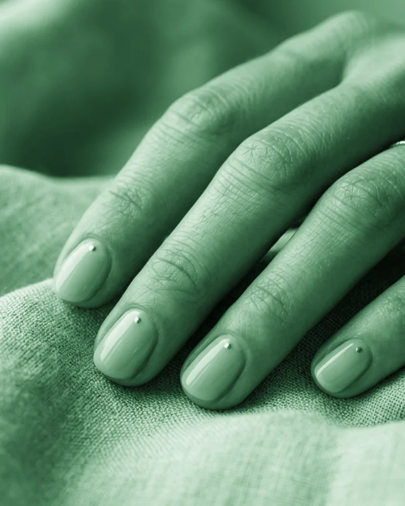 Green Nails Style 2: Opalescent Seashell Sheen