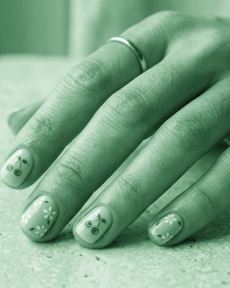 Green Nails Style 6: Deco Linear Chevron Point on oval nails