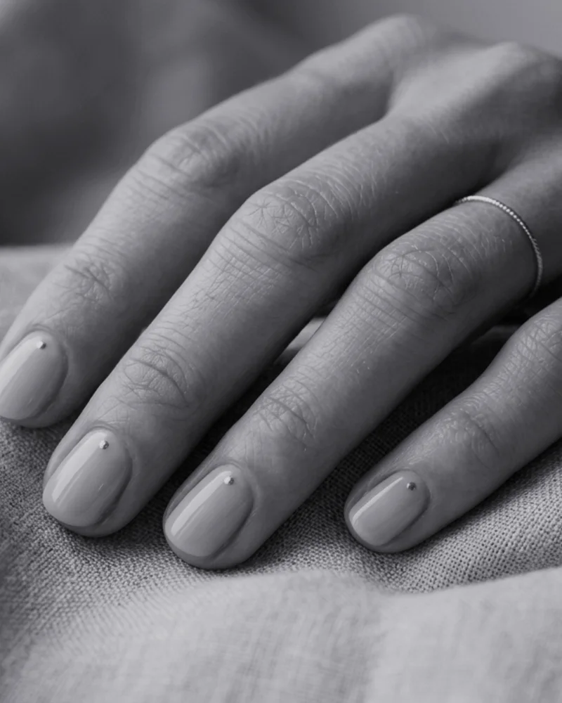 Halloween Nails Style 29: Subtle Metallic Edge on ballerina nails