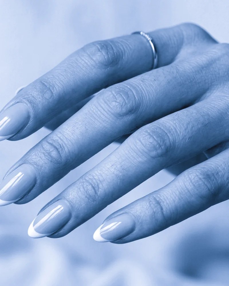 Icy Blue Nails Style 16: Tortoiseshell Marble Fusion on squoval nails