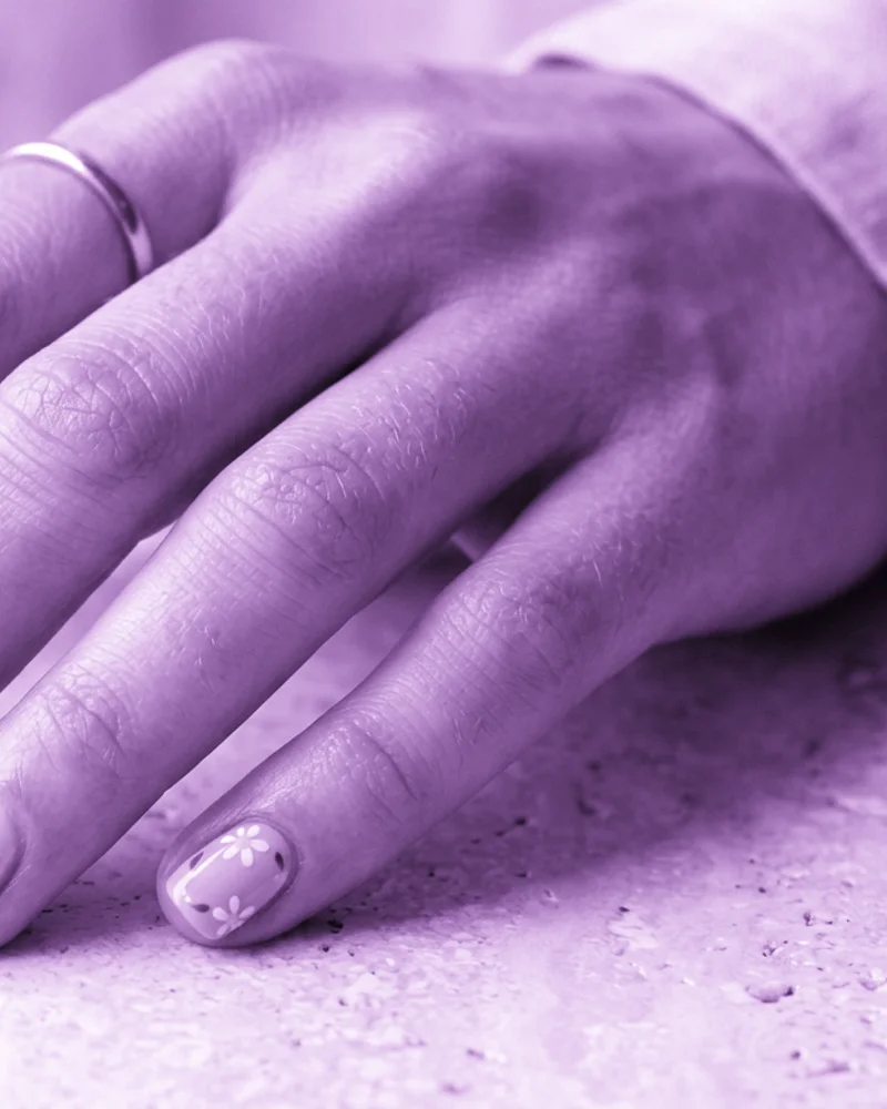 Purple Nails Style 7: Fine Stippled Granite Wash on stiletto nails