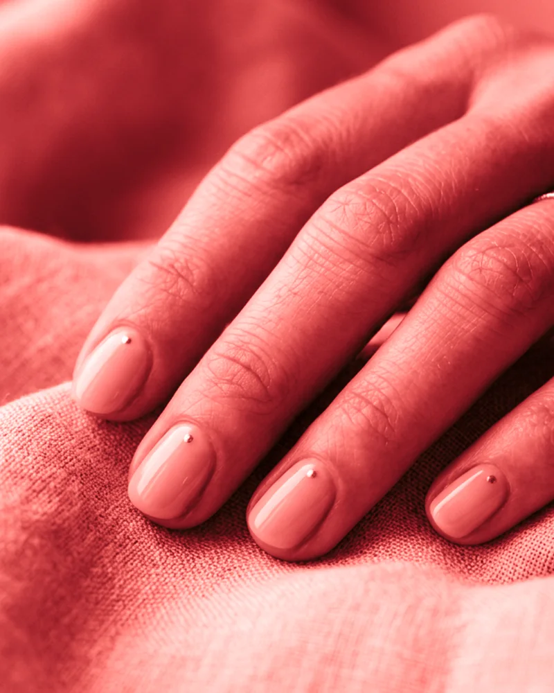 Red Nails Style 22: Fine Stippled Granite Wash on ballerina nails