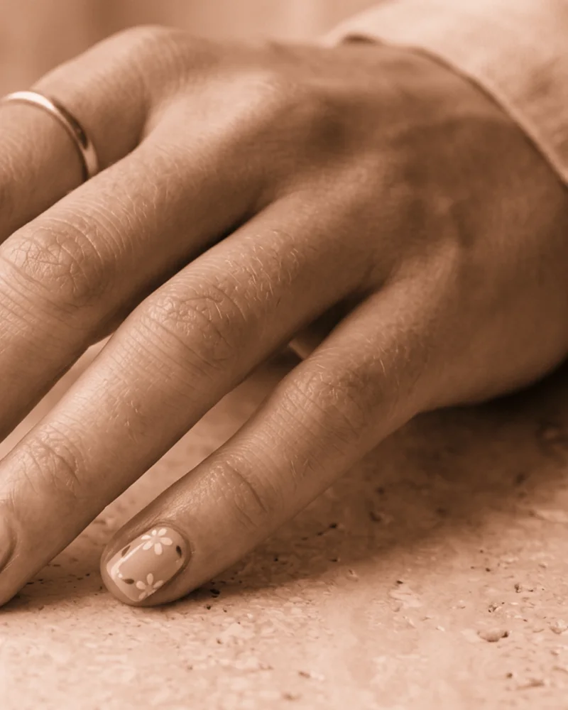 Thanksgiving Nails Style 25: Minimalist Graphic Lines on squoval nails