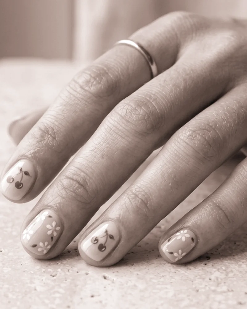 Watercolor Nails Style 16: Classic Elegance on oval nails