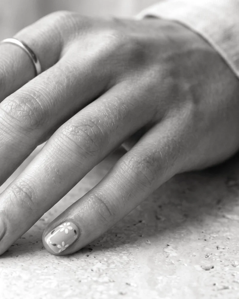 White French Tips Style 7: Sunset Rose Gold Transition on almond nails